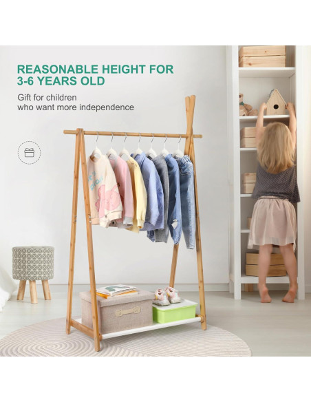 Perchero Infantil Plegable Jotsport de Bambú con Estante