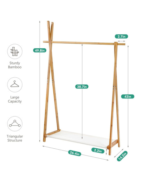 Perchero Infantil Plegable Jotsport de Bambú con Estante