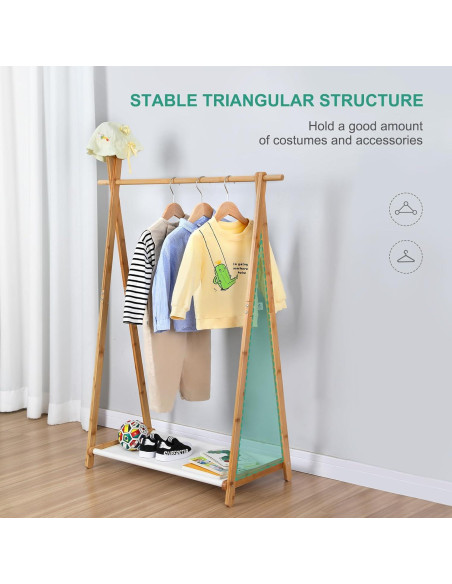 Perchero Infantil Plegable Jotsport de Bambú con Estante