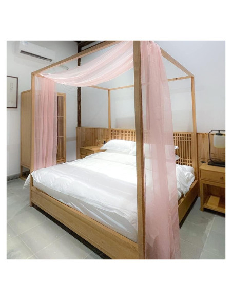 Bufanda de Dosel Rosa Linentalks 132 cm x 520 cm para Cama Individual