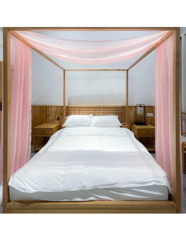 Bufanda de Dosel Rosa Linentalks 132 cm x 520 cm para Cama Individual