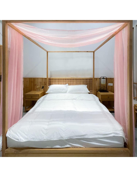 Bufanda de Dosel Rosa Linentalks 132 cm x 520 cm para Cama Individual