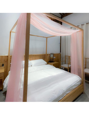 Bufanda de Dosel Rosa Linentalks 132 cm x 520 cm para Cama Individual