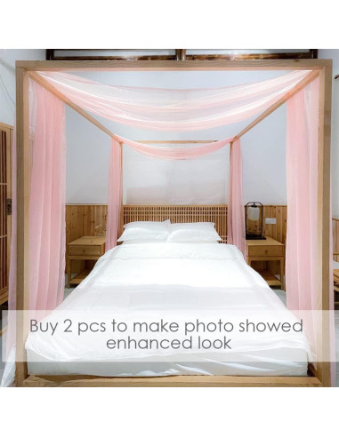 Bufanda de Dosel Rosa Linentalks 132 cm x 520 cm para Cama Individual