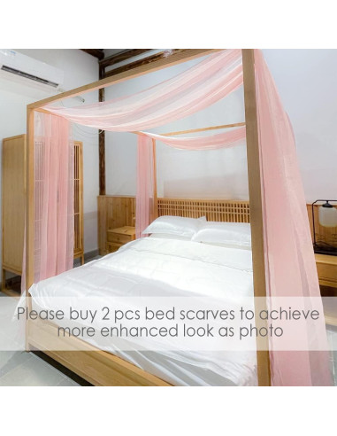 Bufanda de Dosel Rosa Linentalks 132 cm x 520 cm para Cama Individual