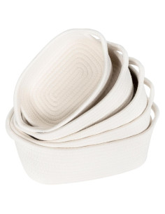 Conjunto de 5 Cestas de Almacenamiento MINTWOOD Blanco Crema