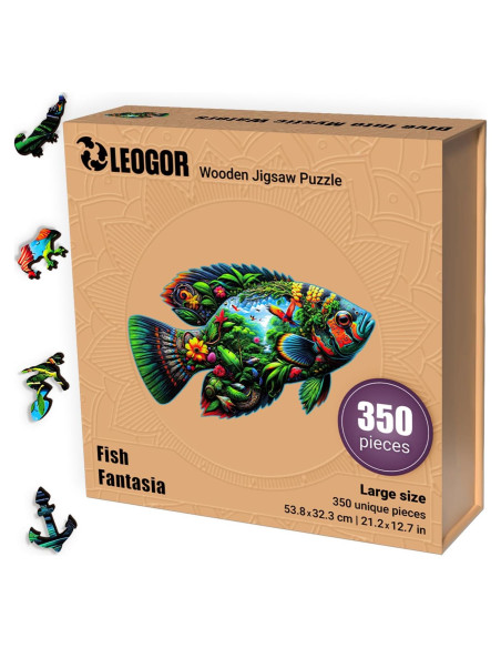 Rompecabezas de Madera LEOGOR 350 Piezas Fantasía de Peces Rompecabezas de Madera LEOGOR 350 Piezas Fantasía de Peces