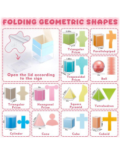 Set de 12 Formas Geométricas Plegables Faccito 2D 3D Multicolor 2