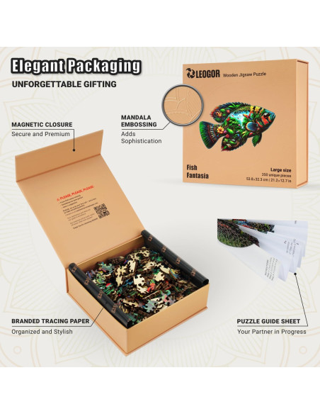 Rompecabezas de Madera LEOGOR 350 Piezas Fantasía de Peces Rompecabezas de Madera LEOGOR 350 Piezas Fantasía de Peces
