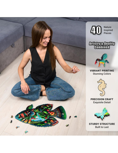 Rompecabezas de Madera LEOGOR 350 Piezas Fantasía de Peces