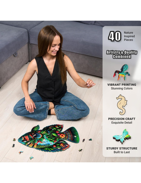 Rompecabezas de Madera LEOGOR 350 Piezas Fantasía de Peces Rompecabezas de Madera LEOGOR 350 Piezas Fantasía de Peces