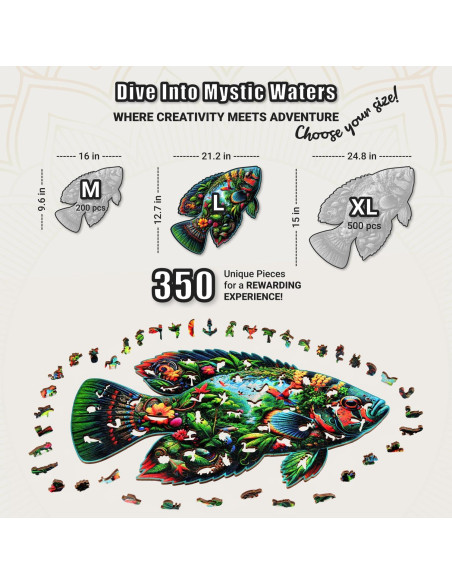 Rompecabezas de Madera LEOGOR 350 Piezas Fantasía de Peces Rompecabezas de Madera LEOGOR 350 Piezas Fantasía de Peces