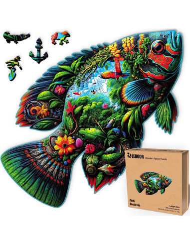 Rompecabezas de Madera LEOGOR 350 Piezas Fantasía de Peces