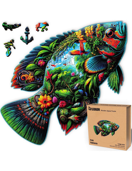 Rompecabezas de Madera LEOGOR 350 Piezas Fantasía de Peces Rompecabezas de Madera LEOGOR 350 Piezas Fantasía de Peces