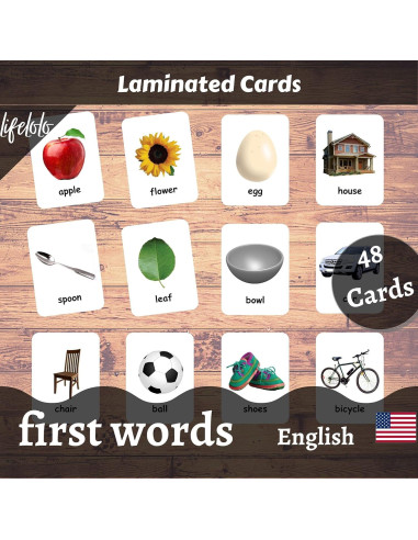 Tarjetas de Palabras Iniciales LifeLoLo - 48 Tarjetas Bilingües
