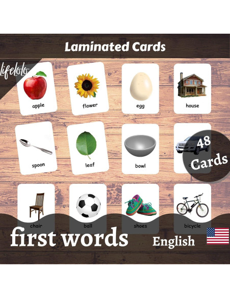 Tarjetas de Palabras Iniciales LifeLoLo - 48 Tarjetas Bilingües