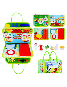 Guolely Busy Board Montessori Verde - Juguete Educativo 1-4 Años