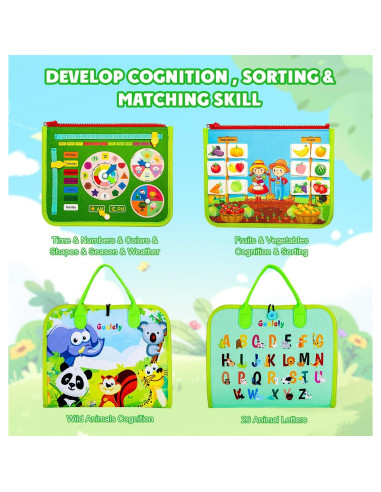 Guolely Busy Board Montessori Verde - Juguete Educativo 1-4 Años