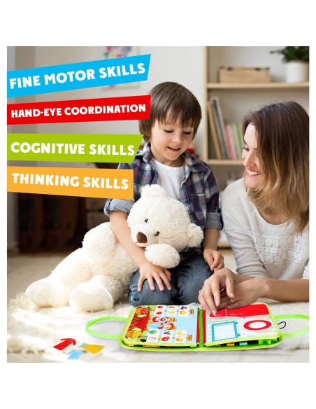 Guolely Busy Board Montessori Verde - Juguete Educativo 1-4 Años