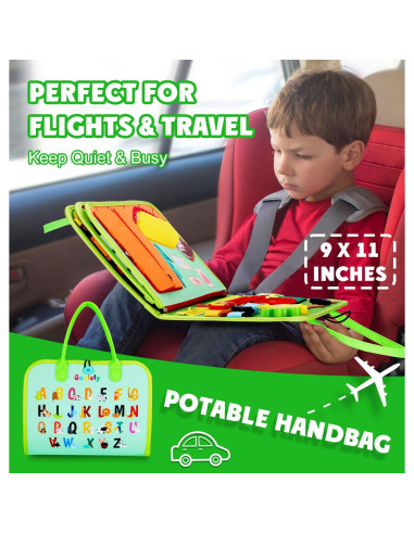 Guolely Busy Board Montessori Verde - Juguete Educativo 1-4 Años