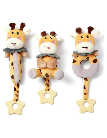 Sonajeros de Peluche TUMAMA para Bebés 0-6 Meses - 3 PCS
