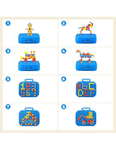Caja de Herramientas Montessori para Niños - Azul, 19x7x23 cm