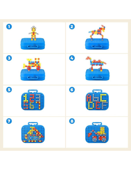 Caja de Herramientas Montessori para Niños - Azul, 19x7x23 cm