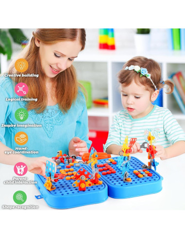 Caja de Herramientas Montessori para Niños - Azul, 19x7x23 cm