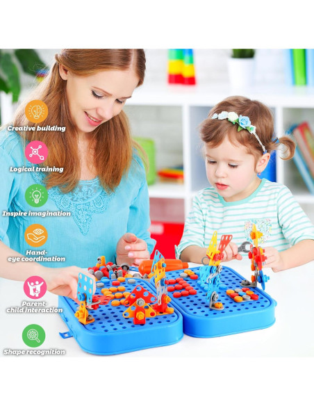 Caja de Herramientas Montessori para Niños - Azul, 19x7x23 cm