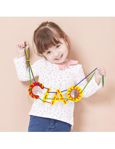 Quercetti Juego Montessori Enhebrado ABC y 123 - 54 Piezas 2