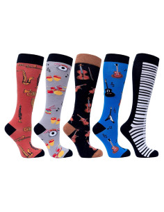 Calcetines de Lujo para Mujer - 5 Pares Coloridos hasta la Rodilla