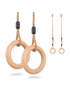 Anillos de Gimnasia de Madera YAERSI Ajustables para Niños