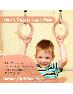 Anillos de Gimnasia de Madera YAERSI Ajustables para Niños 2