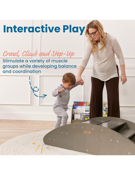 ECR4Kids Barco Mecedor y Escaleras Lavado Gris 116.8x60 cm