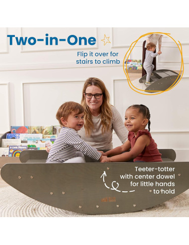 ECR4Kids Barco Mecedor y Escaleras Lavado Gris 116.8x60 cm