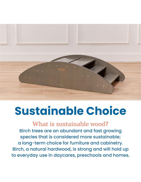 ECR4Kids Barco Mecedor y Escaleras Lavado Gris 116.8x60 cm