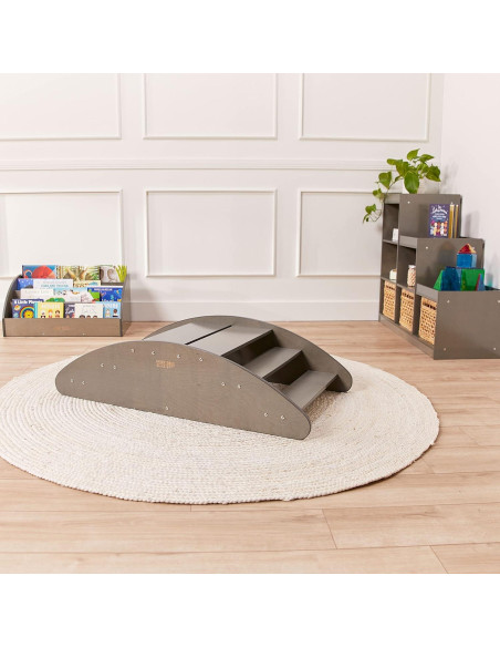 ECR4Kids Barco Mecedor y Escaleras Lavado Gris 116.8x60 cm