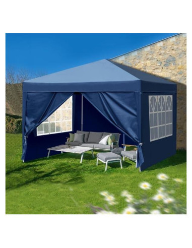 Carpa de Fiesta Plegable 3x3m Genérico Azul Impermeable