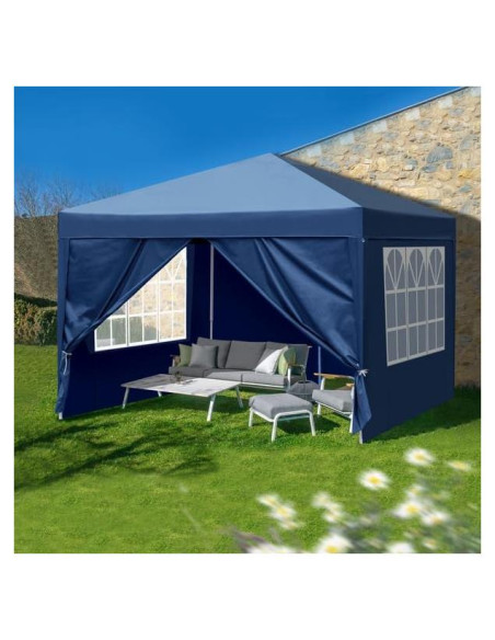 Carpa de Fiesta Plegable 3x3m Genérico Azul Impermeable