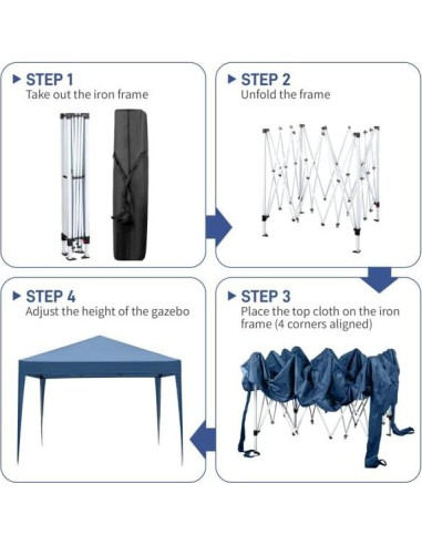 Carpa de Fiesta Plegable 3x3m Genérico Azul Impermeable