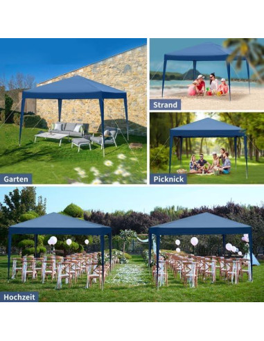 Carpa de Fiesta Plegable 3x3m Genérico Azul Impermeable