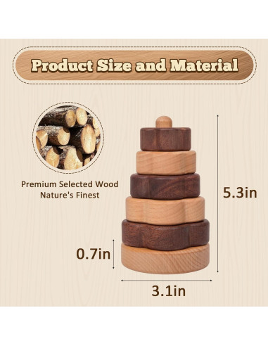 Anillo Montessori Adena Juguete Apilamiento Madera Flor 0-3 Años