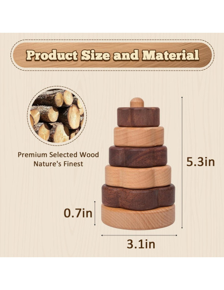 Anillo Montessori Adena Juguete Apilamiento Madera Flor 0-3 Años Anillo Montessori Adena Juguete Apilamiento Madera Flor 0-3 Años