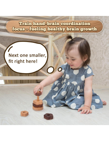 Anillo Montessori Adena Juguete Apilamiento Madera Flor 0-3 Años Anillo Montessori Adena Juguete Apilamiento Madera Flor 0-3 Años