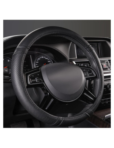 Cubierta de Volante de Cuero CAR PASS Universal 37-38 cm Negro