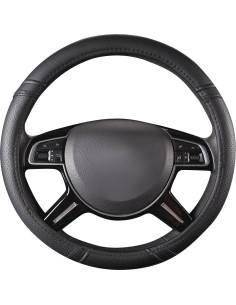 Cubierta de Volante de Cuero CAR PASS Universal 37-38 cm Negro 2