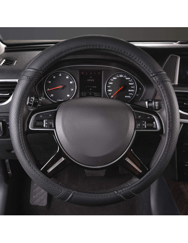 Cubierta de Volante de Cuero CAR PASS Universal 37-38 cm Negro