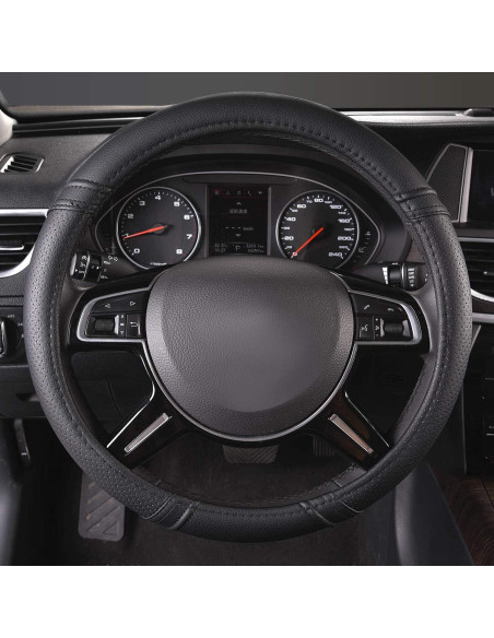 Cubierta de Volante de Cuero CAR PASS Universal 37-38 cm Negro