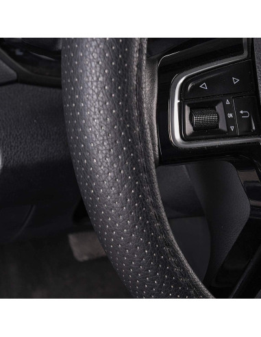 Cubierta de Volante de Cuero CAR PASS Universal 37-38 cm Negro