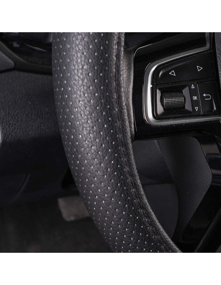 Cubierta de Volante de Cuero CAR PASS Universal 37-38 cm Negro